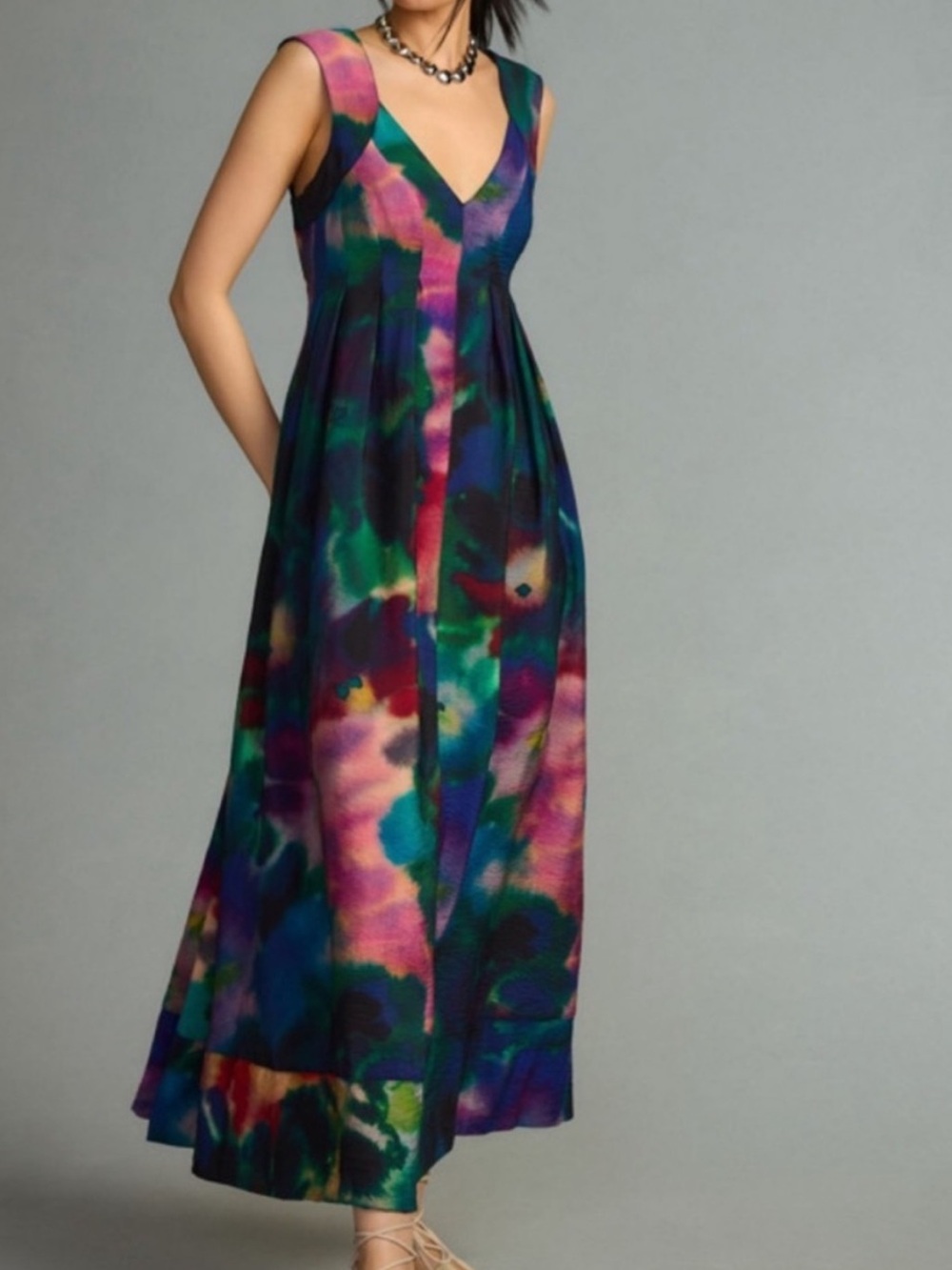 Anthropologie Abstract Multicolor Maxi Dress